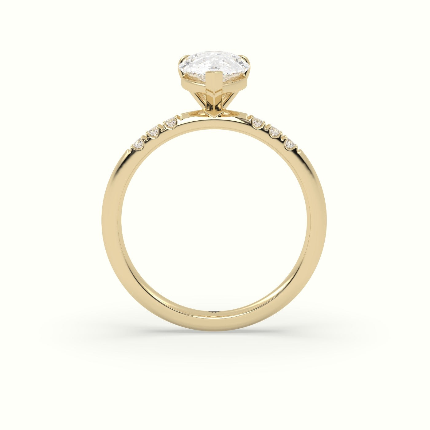 Pear Cut Diamond Pave Engagement Ring — Yellow Gold