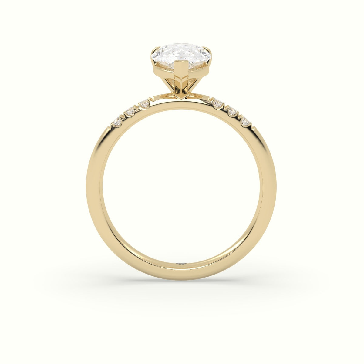 Pear Cut Diamond Pave Engagement Ring — Yellow Gold