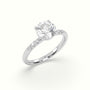 Round Cut Diamond Pave Engagement Ring — White Gold