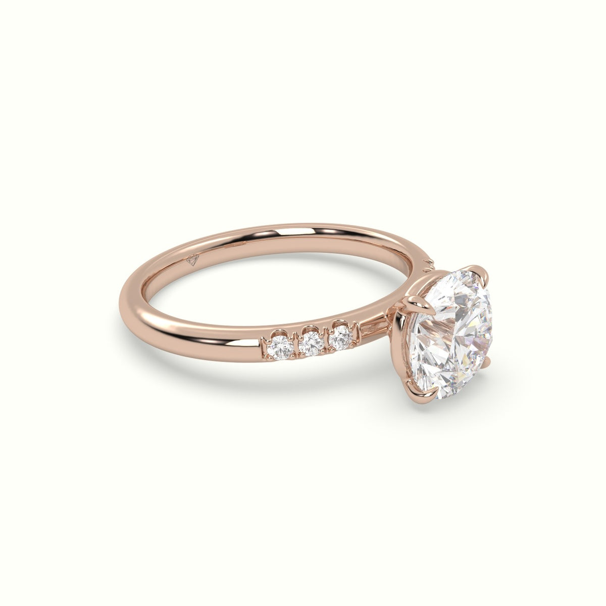 Round Cut Diamond Pave Engagement Ring — Rose Gold