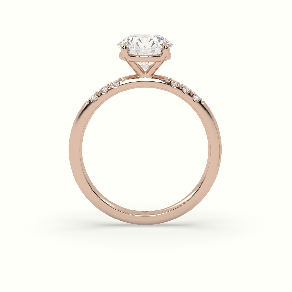 Round Cut Diamond Pave Engagement Ring — Rose Gold