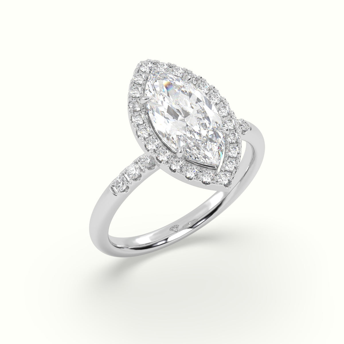 Marquise Cut Diamond Halo Engagement Ring — White Gold