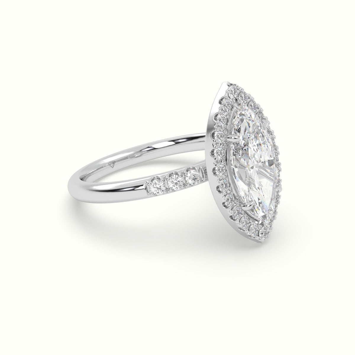 Marquise Cut Diamond Halo Engagement Ring — White Gold
