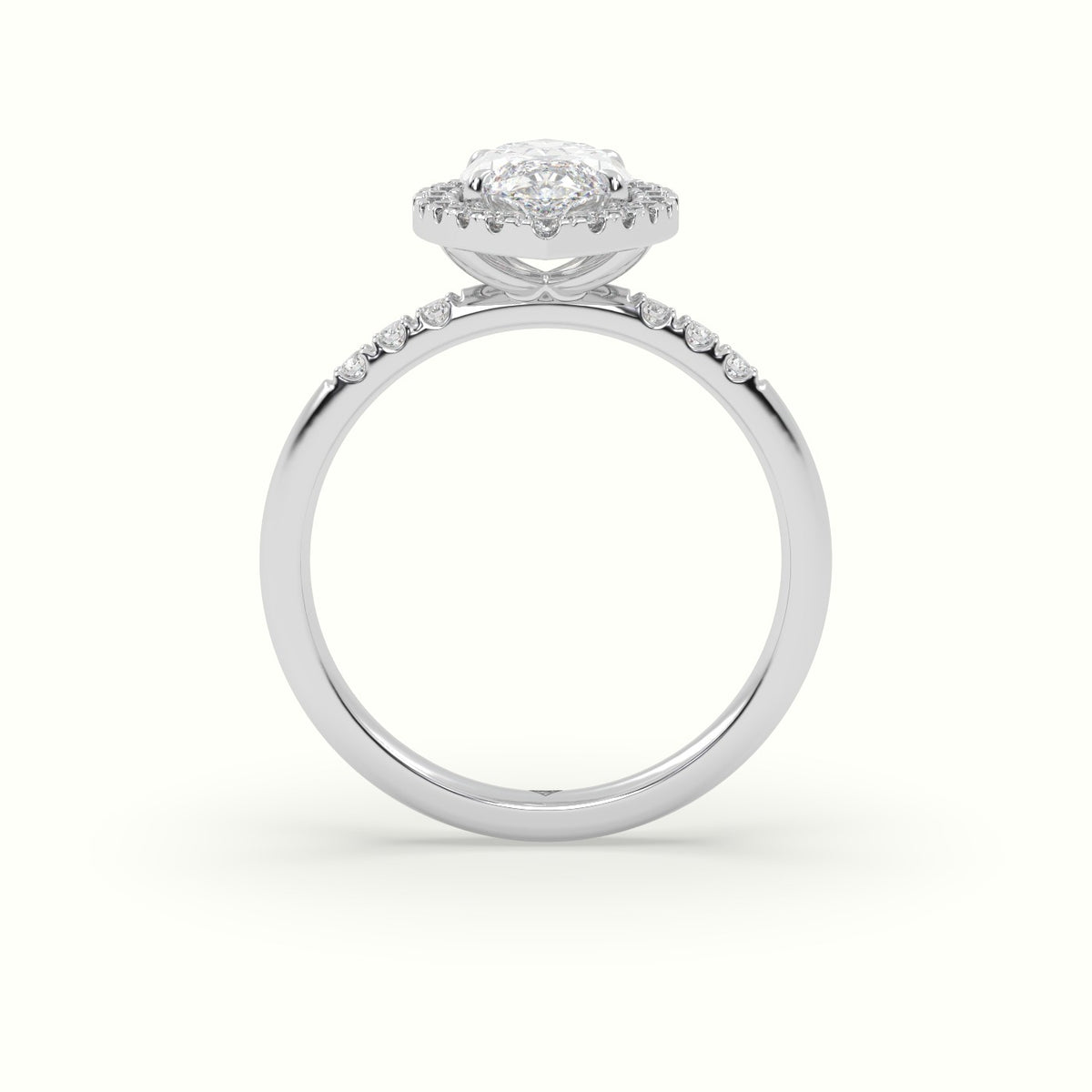 Marquise Cut Diamond Halo Engagement Ring — White Gold