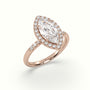 Marquise Cut Diamond Halo Engagement Ring — Rose Gold