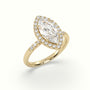 Marquise Cut Diamond Halo Engagement Ring — Yellow Gold