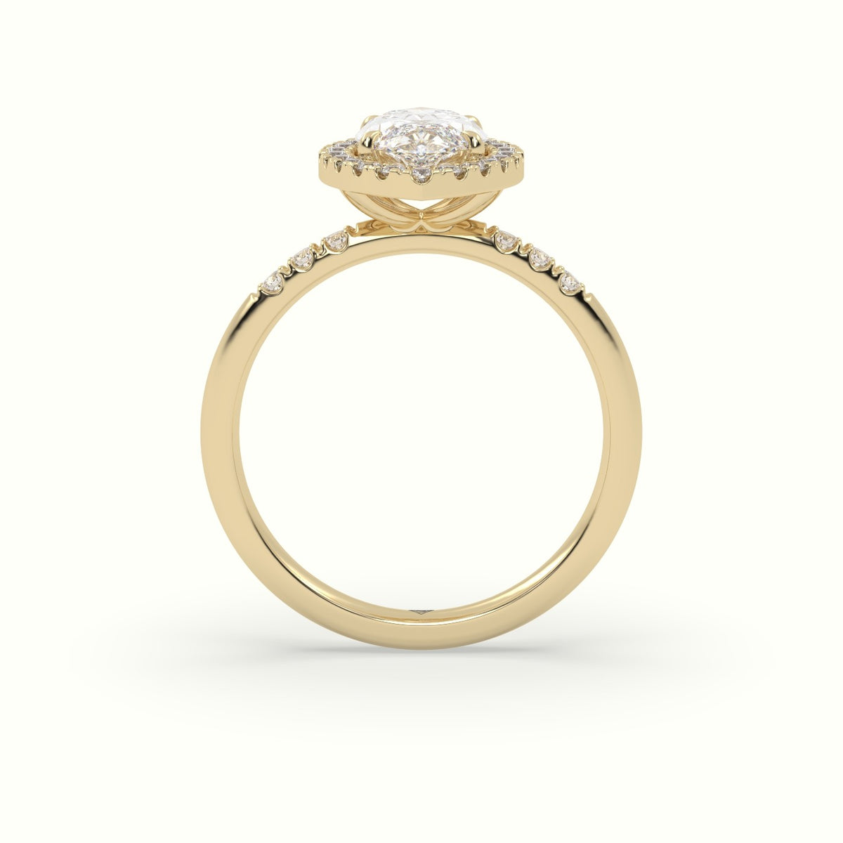 Marquise Cut Diamond Halo Engagement Ring — Yellow Gold