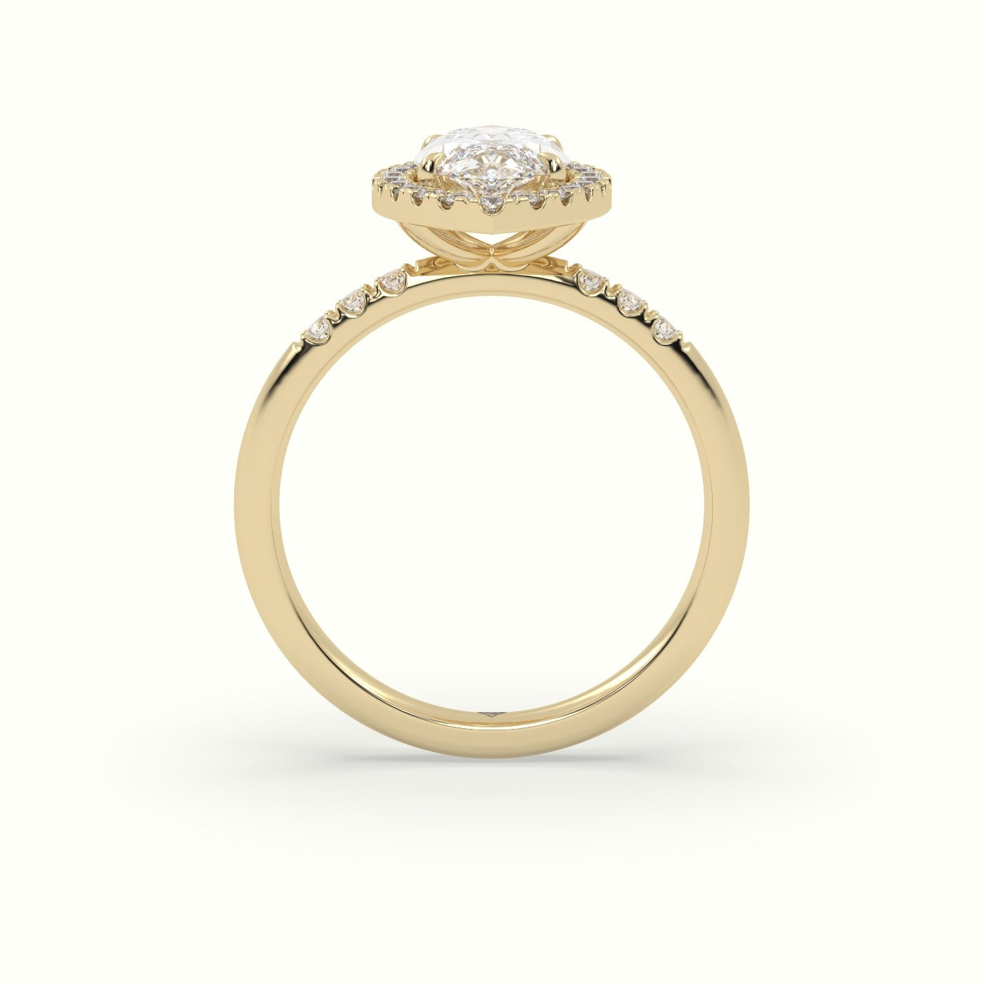 Marquise Cut Diamond Halo Engagement Ring — Yellow Gold