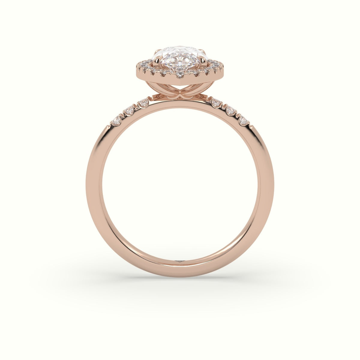 Marquise Cut Diamond Halo Engagement Ring — Rose Gold