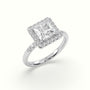 Princess Cut Halo Diamond Engagement Ring — White Gold