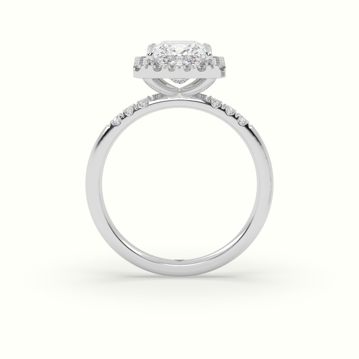 Princess Cut Halo Diamond Engagement Ring — White Gold