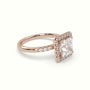 Princess Cut Halo Diamond Engagement Ring — Rose Gold