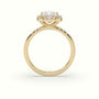Princess Cut Halo Diamond Engagement Ring — Yellow Gold