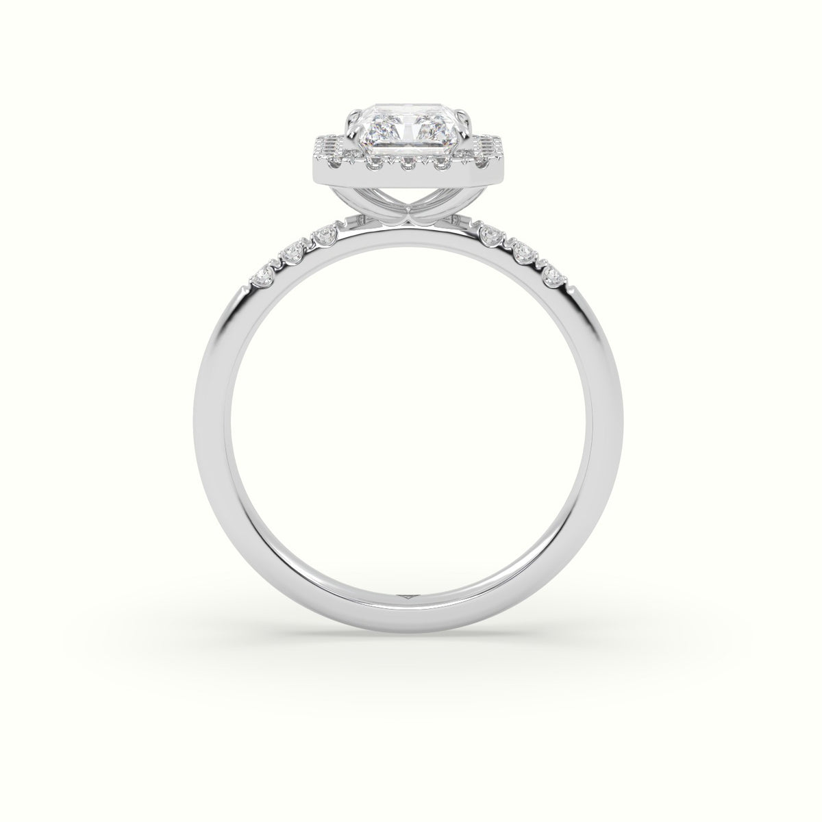 Radiant Cut Halo Diamond Engagement Ring — White Gold