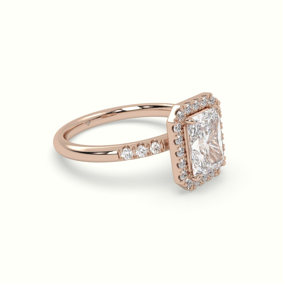 Radiant Cut Halo Diamond Engagement Ring — Rose Gold