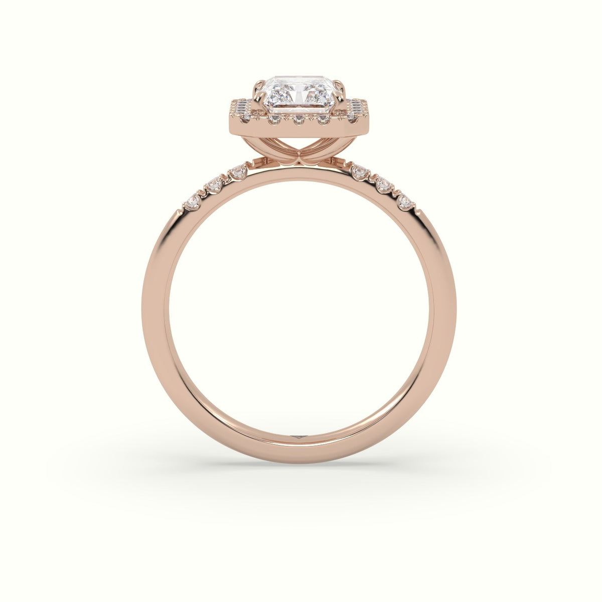 Radiant Cut Halo Diamond Engagement Ring — Rose Gold