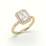 Radiant Cut Halo Diamond Engagement Ring — Yellow Gold