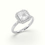 Asscher Cut Halo Diamond Engagement Ring — White Gold