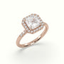 Asscher Cut Halo Diamond Engagement Ring — Rose Gold