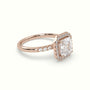 Asscher Cut Halo Diamond Engagement Ring — Rose Gold