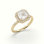 Asscher Cut Halo Diamond Engagement Ring — Yellow Gold