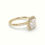 Asscher Cut Halo Diamond Engagement Ring — Yellow Gold