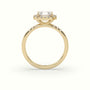 Asscher Cut Halo Diamond Engagement Ring — Yellow Gold