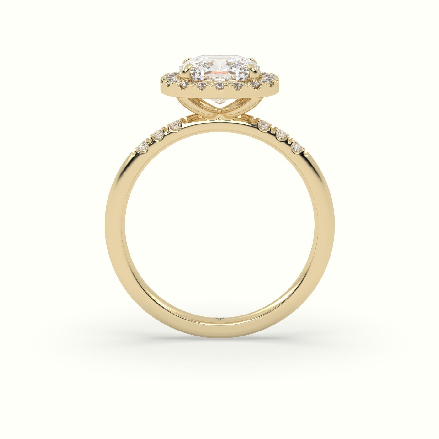 Cushion Cut Halo Diamond Engagement Ring — Yellow Gold