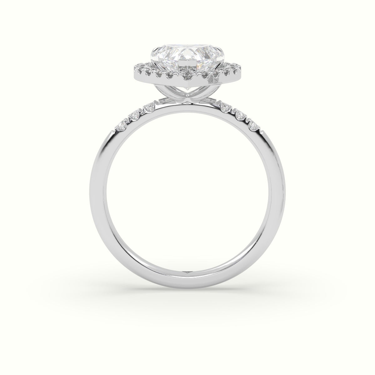 Heart Cut Halo Diamond Engagement Ring — White Gold