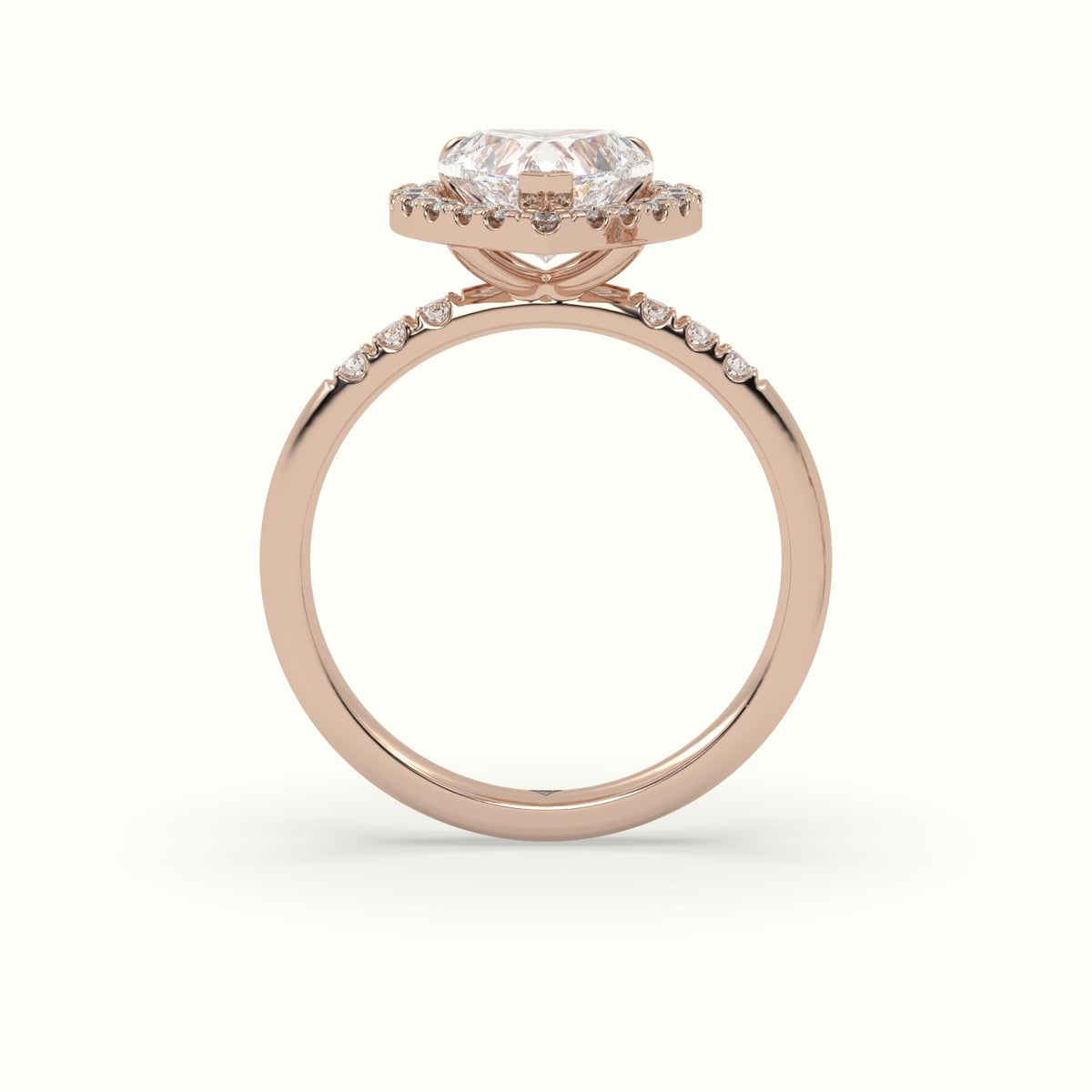 Heart Cut Halo Diamond Engagement Ring — Rose Gold