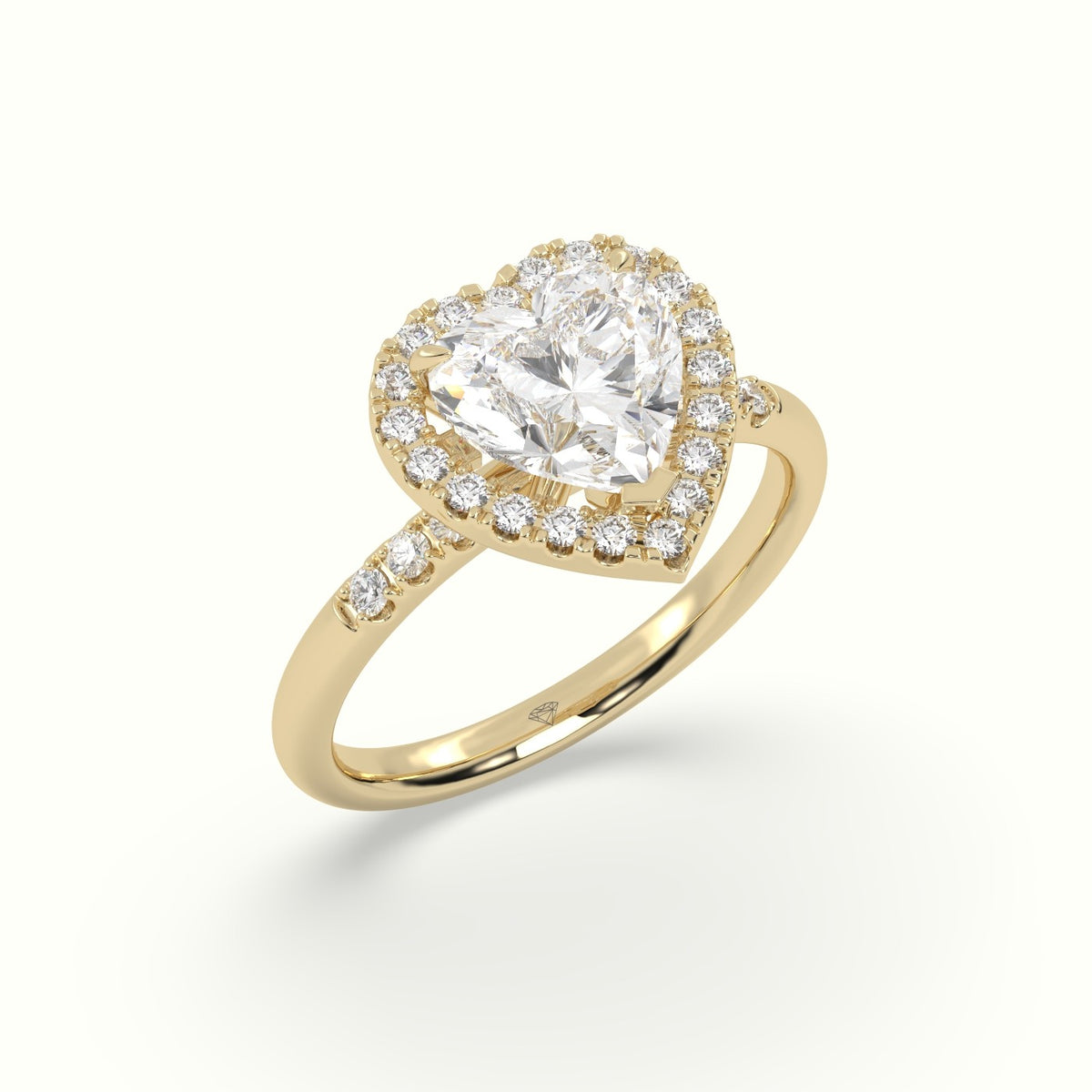 Heart Cut Halo Diamond Engagement Ring — Yellow Gold
