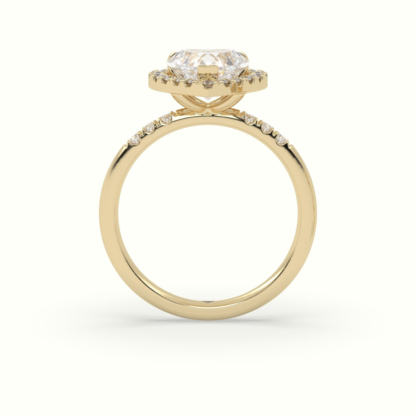 Heart Cut Halo Diamond Engagement Ring — Yellow Gold