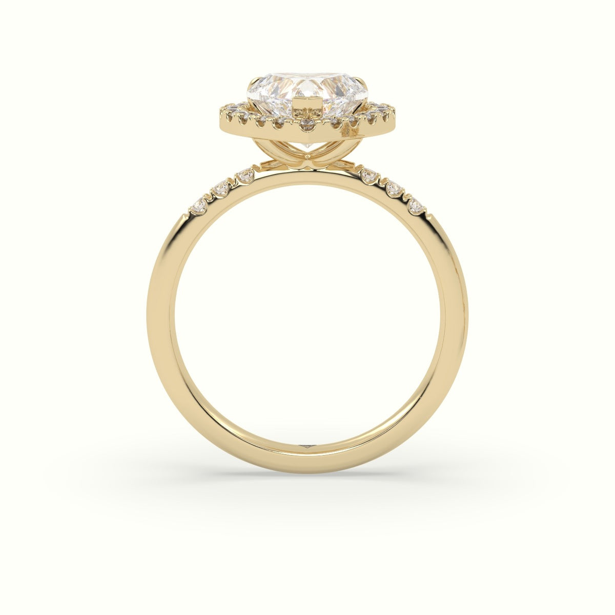 Heart Cut Halo Diamond Engagement Ring — Yellow Gold