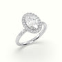 Oval Cut Halo Diamond Engagement Ring — White Gold