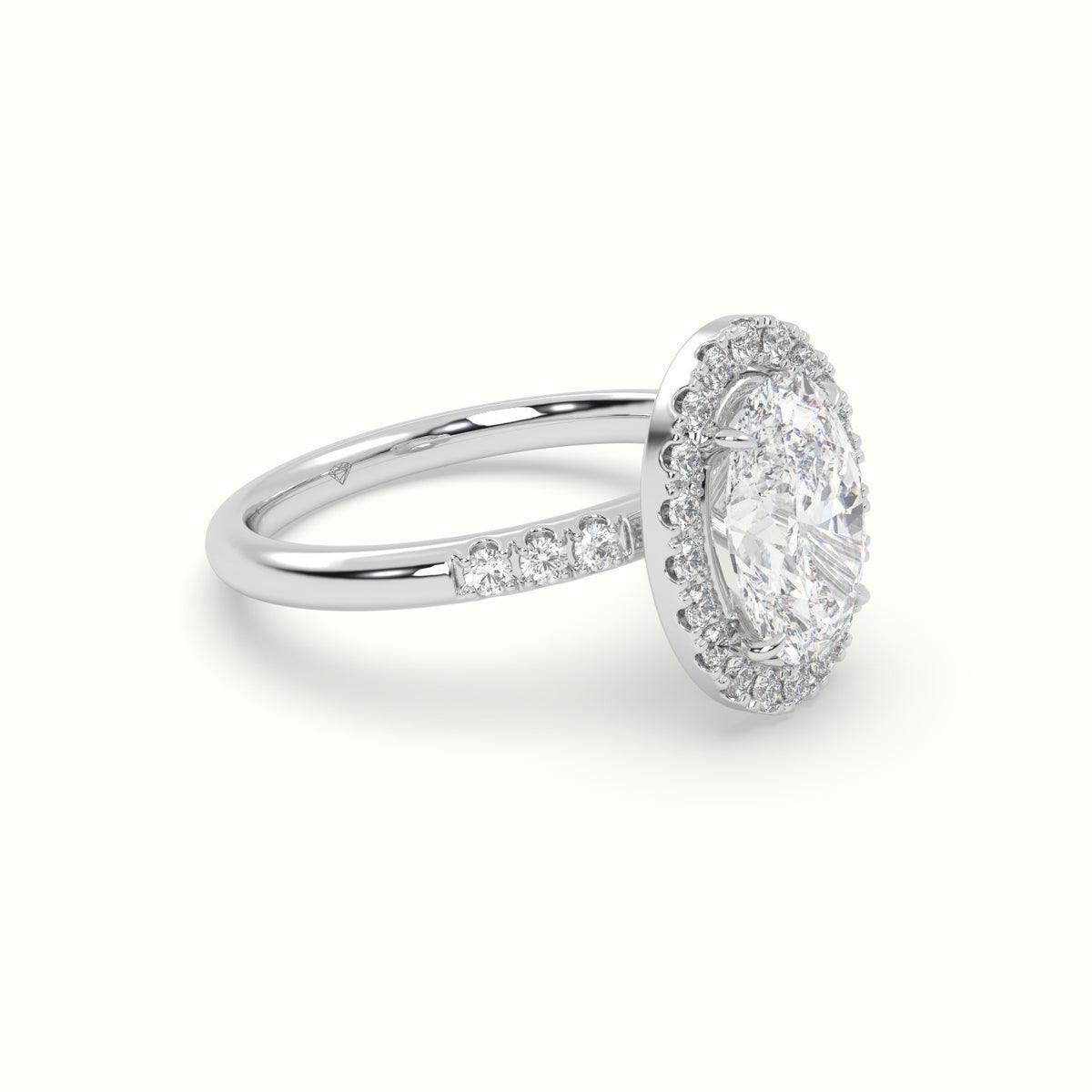 Oval Cut Halo Diamond Engagement Ring — White Gold