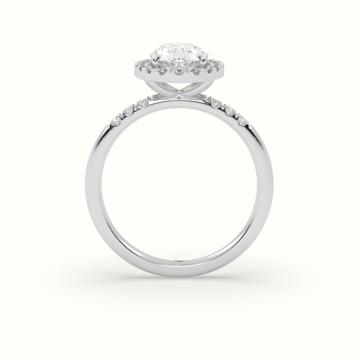 Oval Cut Halo Diamond Engagement Ring — White Gold