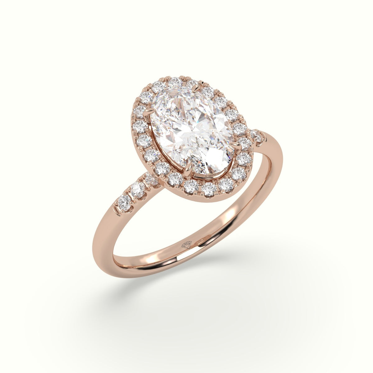 Oval Cut Halo Diamond Engagement Ring — Rose Gold