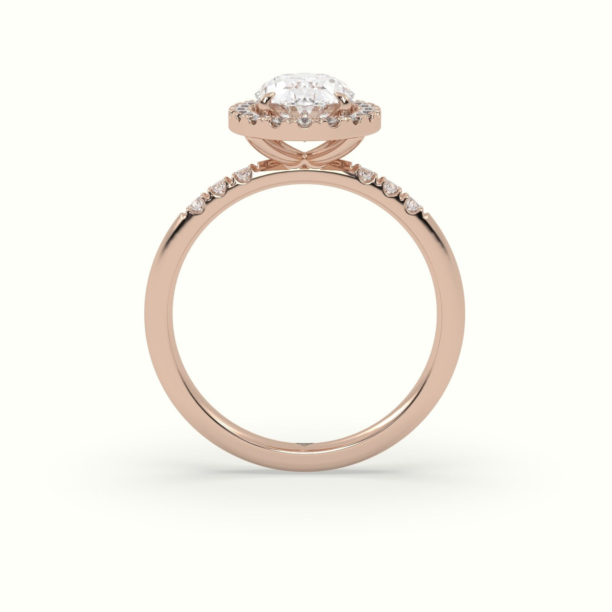 Oval Cut Halo Diamond Engagement Ring — Rose Gold