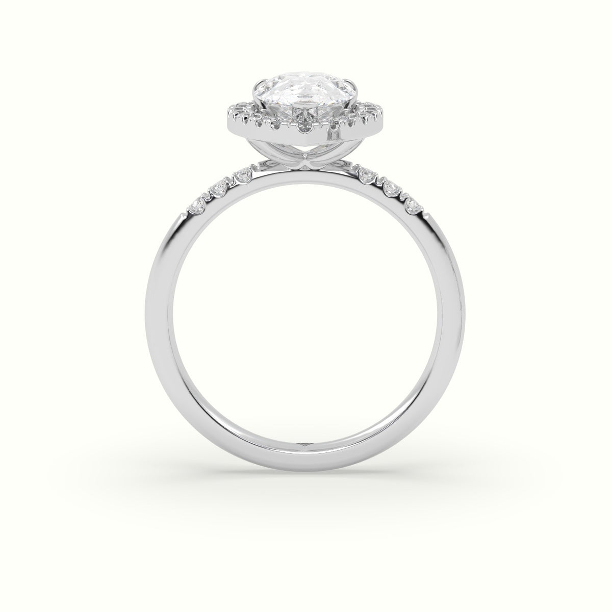 Pear Cut Halo Diamond Engagement Ring — White Gold