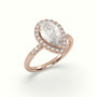 Pear Cut Halo Diamond Engagement Ring — Rose Gold