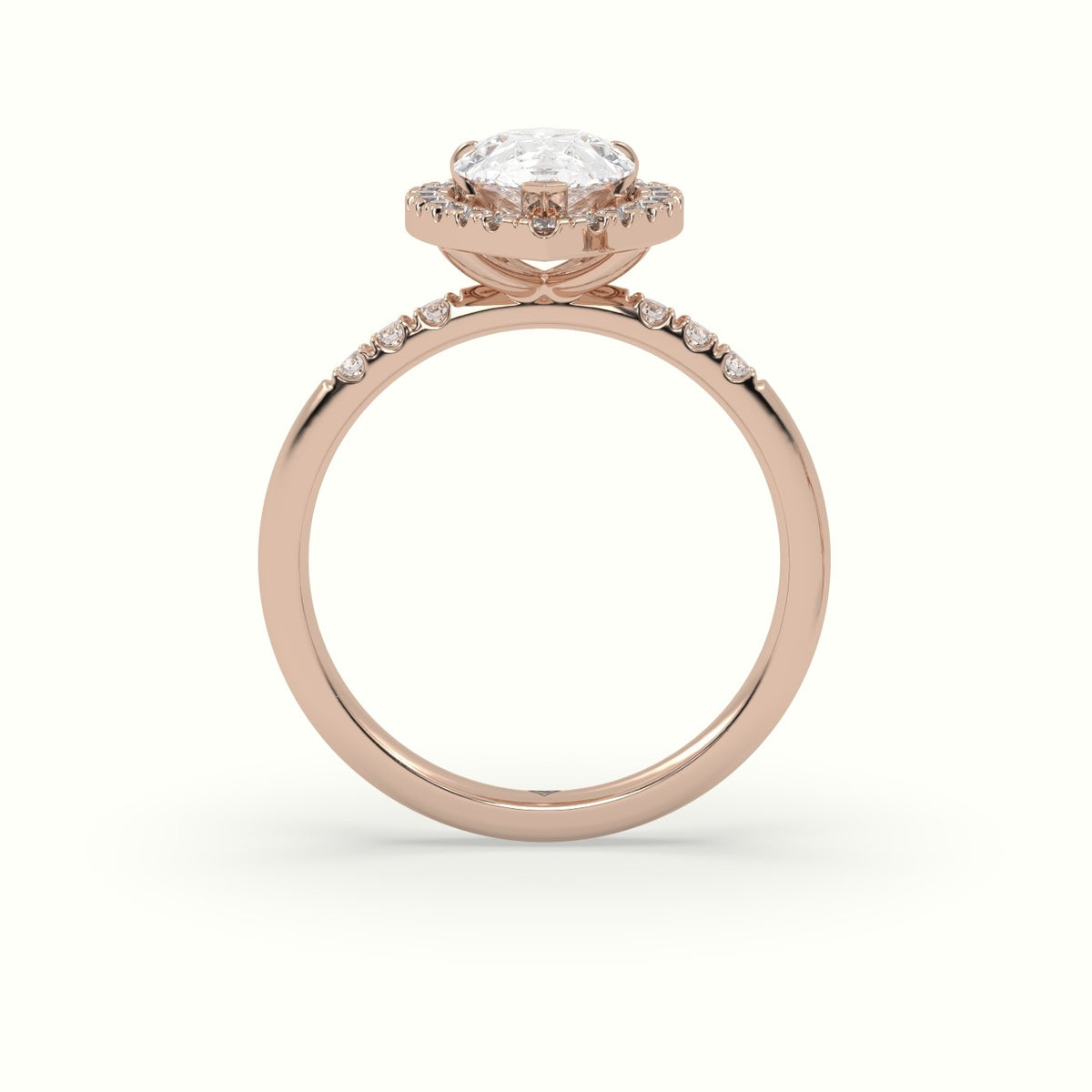Pear Cut Halo Diamond Engagement Ring — Rose Gold