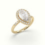 Pear Cut Halo Diamond Engagement Ring — Yellow Gold