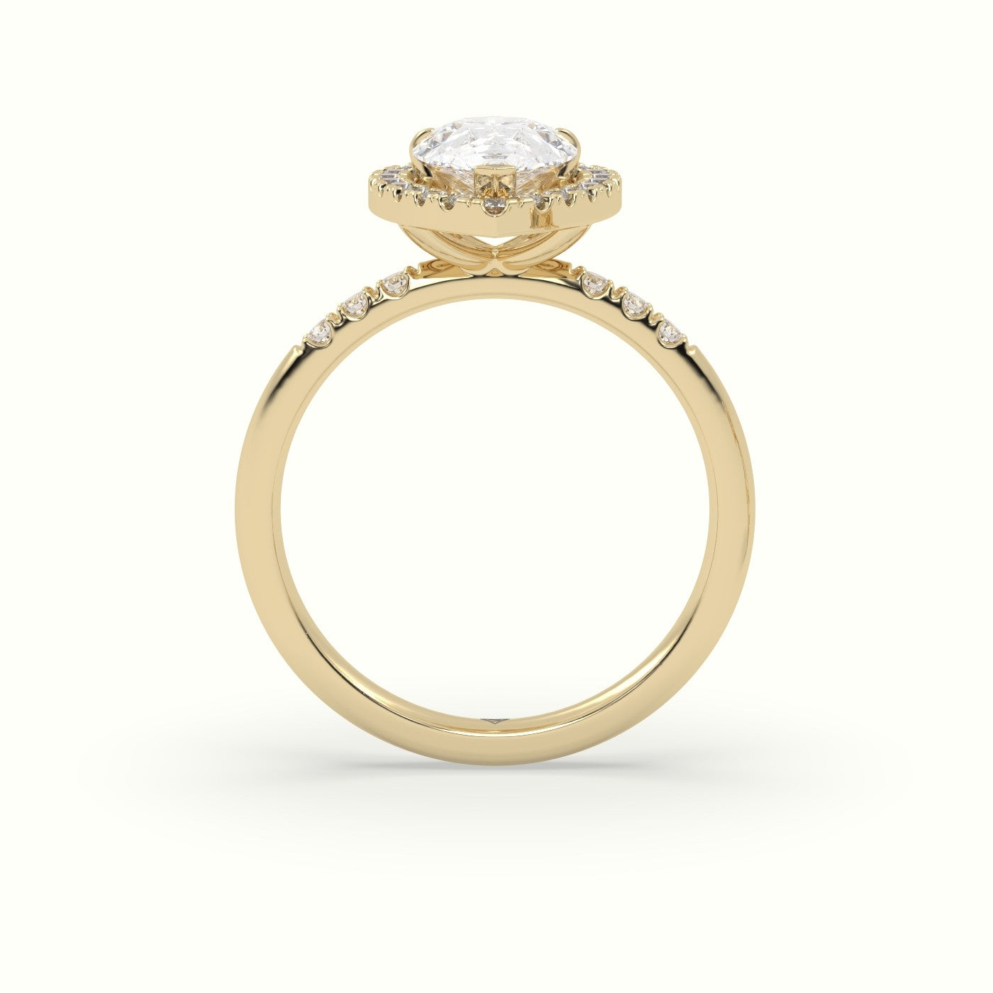 Pear Cut Halo Diamond Engagement Ring — Yellow Gold