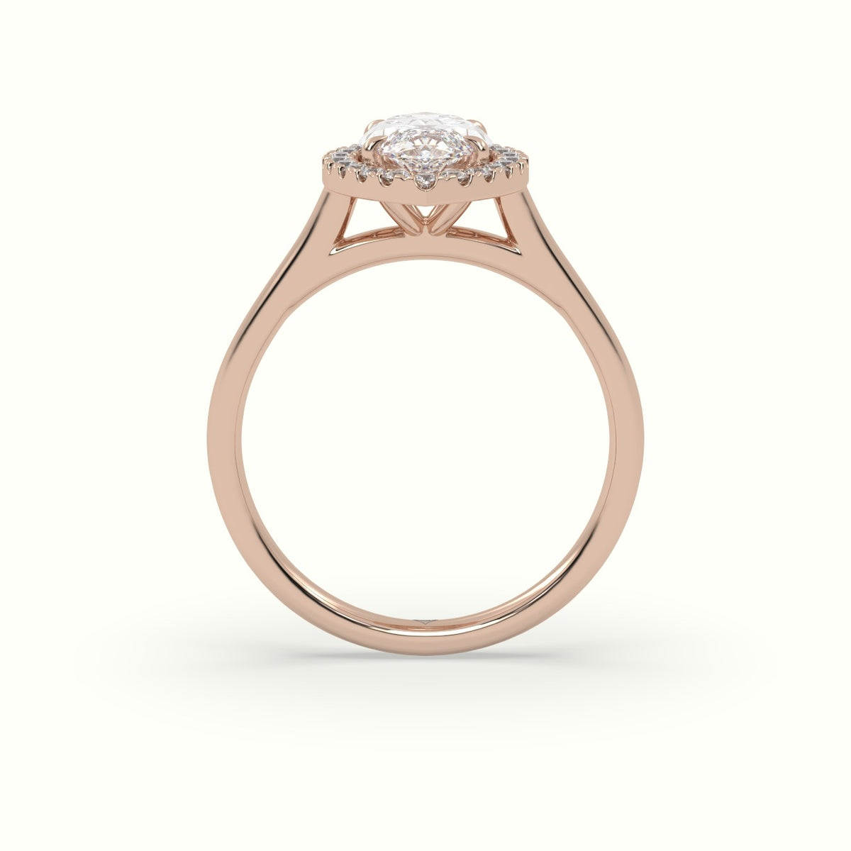 Marquise Cut Halo Diamond Engagement Ring — Rose Gold