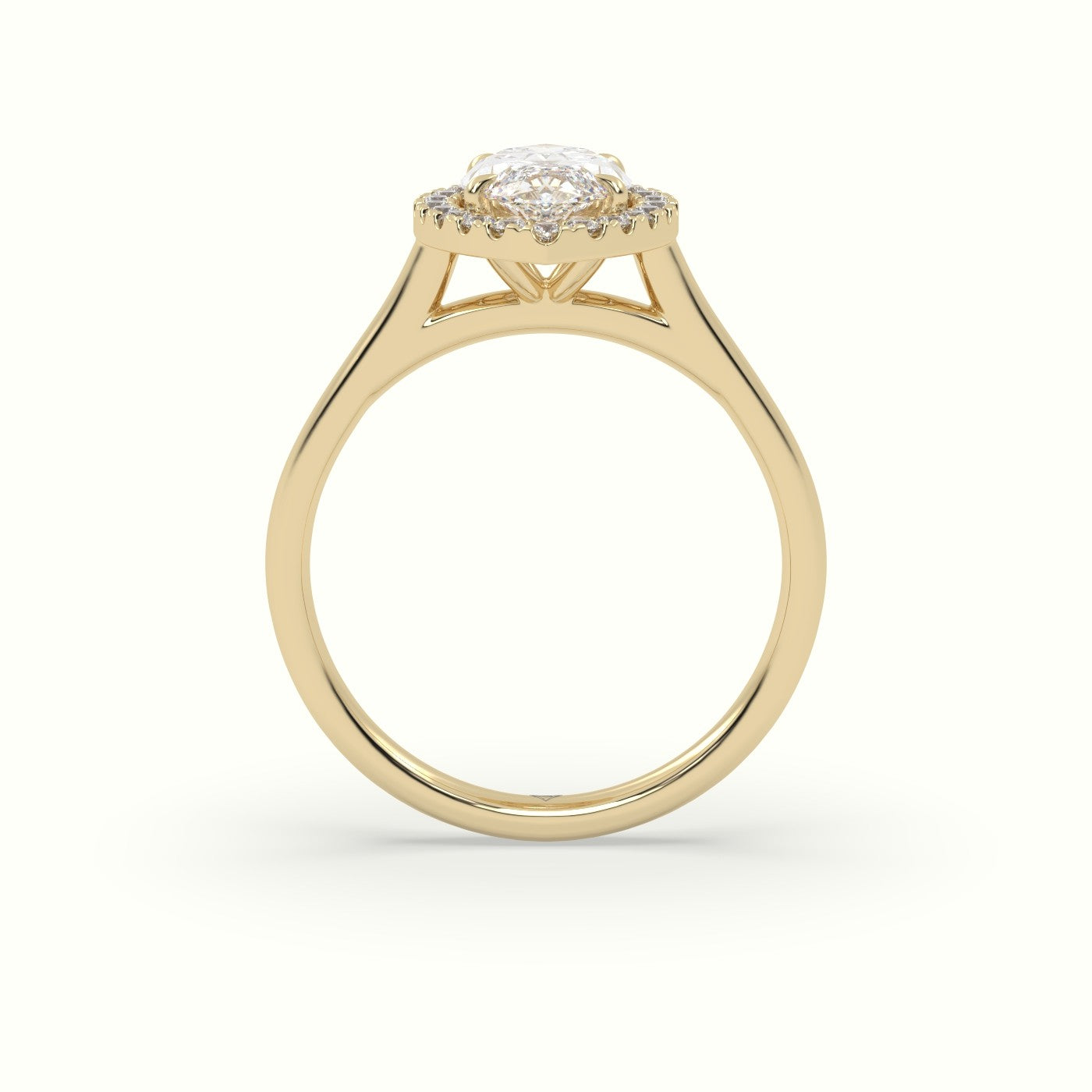 Marquise Cut Halo Diamond Engagement Ring — Yellow Gold