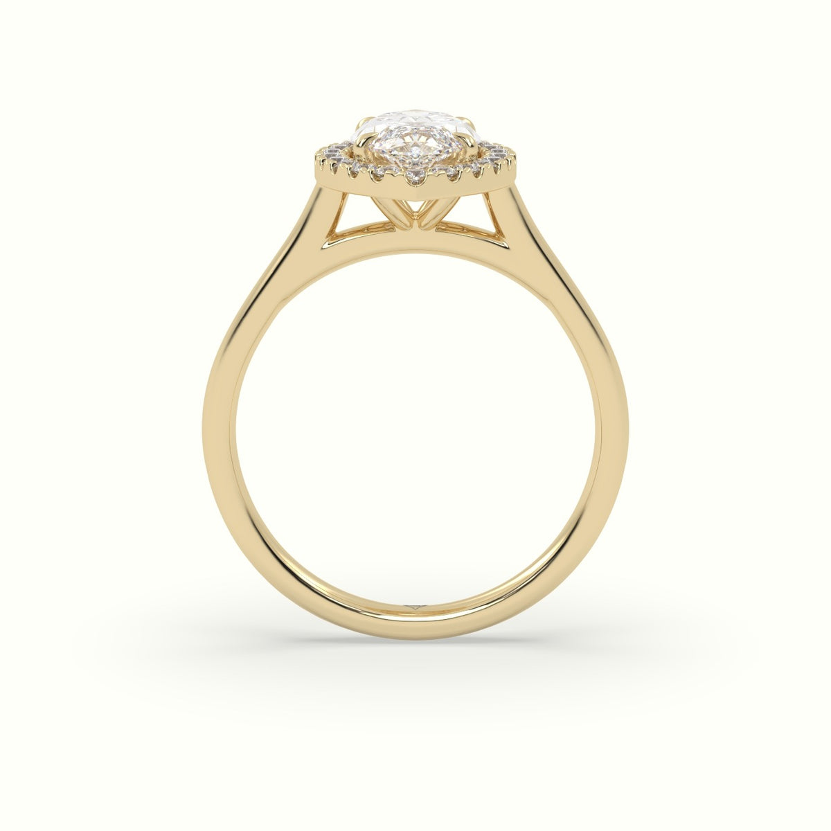 Marquise Cut Halo Diamond Engagement Ring — Yellow Gold