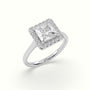 Princess Cut Halo Diamond Engagement Ring — White Gold