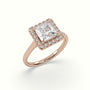 Princess Cut Halo Diamond Engagement Ring — Rose Gold
