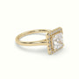 Princess Cut Halo Diamond Engagement Ring — Yellow Gold
