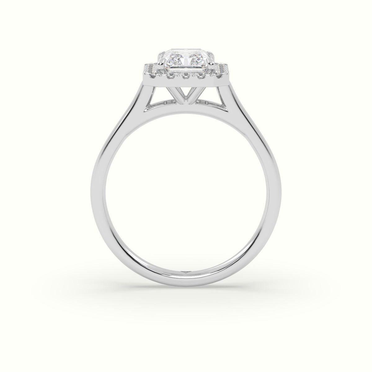 Radiant Cut Halo Diamond Engagement Ring — White Gold